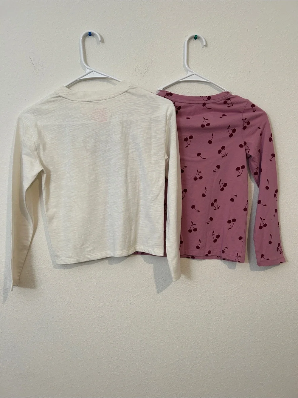 Cat & Jack Cream Pretzel and Mauve Cherry Long-Sleeve Tops